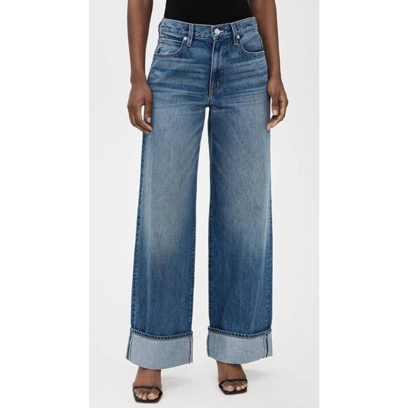 SLVRLAKE Selena Turn Up Jeans in Nine to Five Blue 25 - Picture 2 of 4